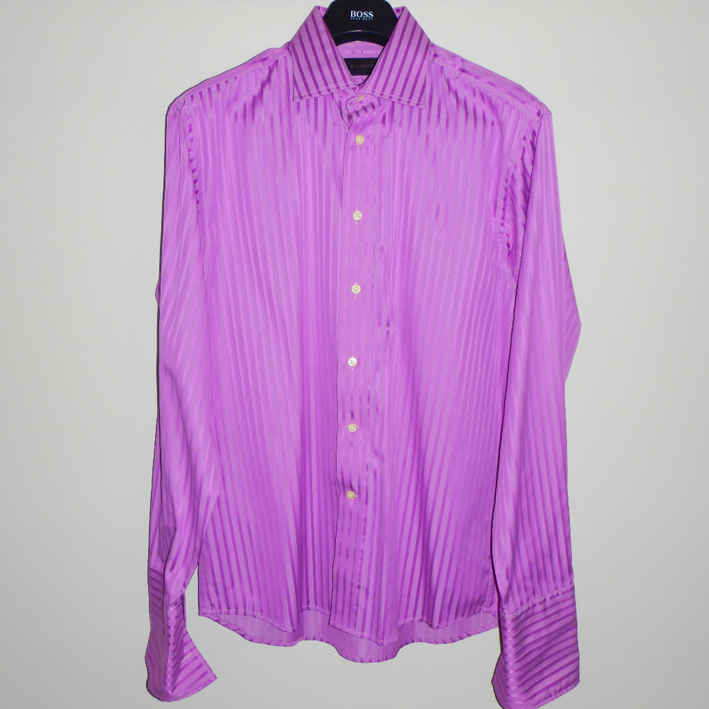 Amazing Duchamp Pink two tone stripped Dress Shirt
